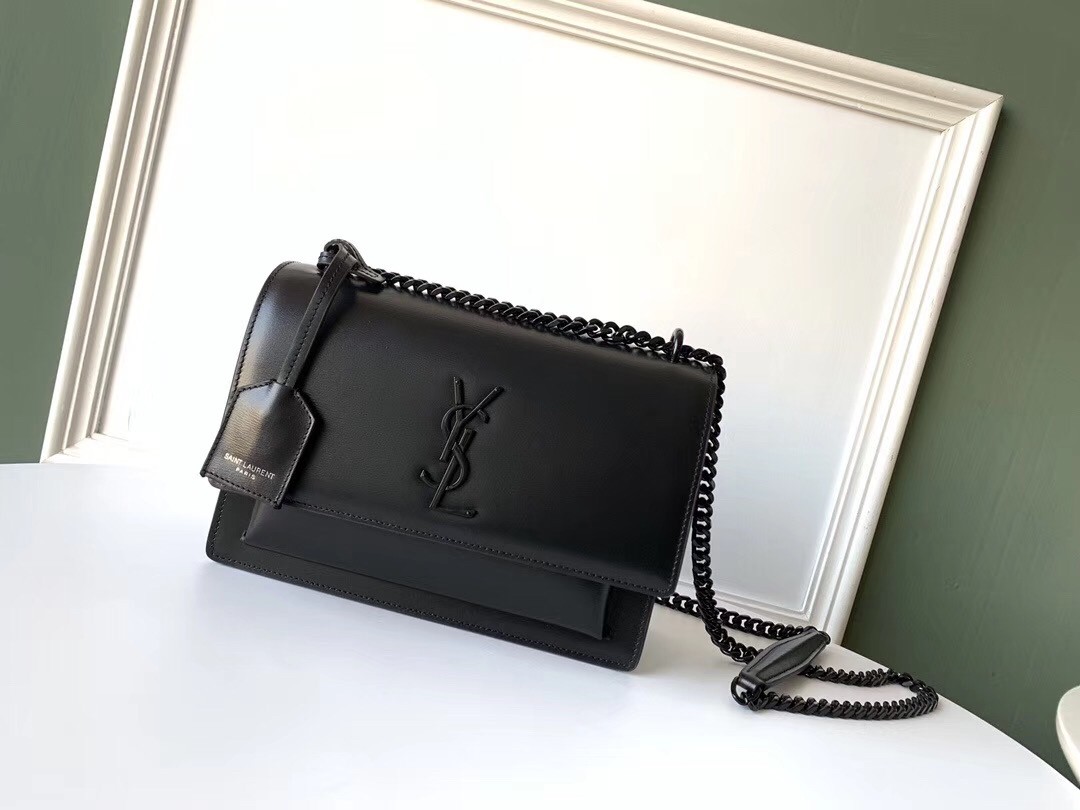 Sa**t Lau*nt sunset medium all black leather bag