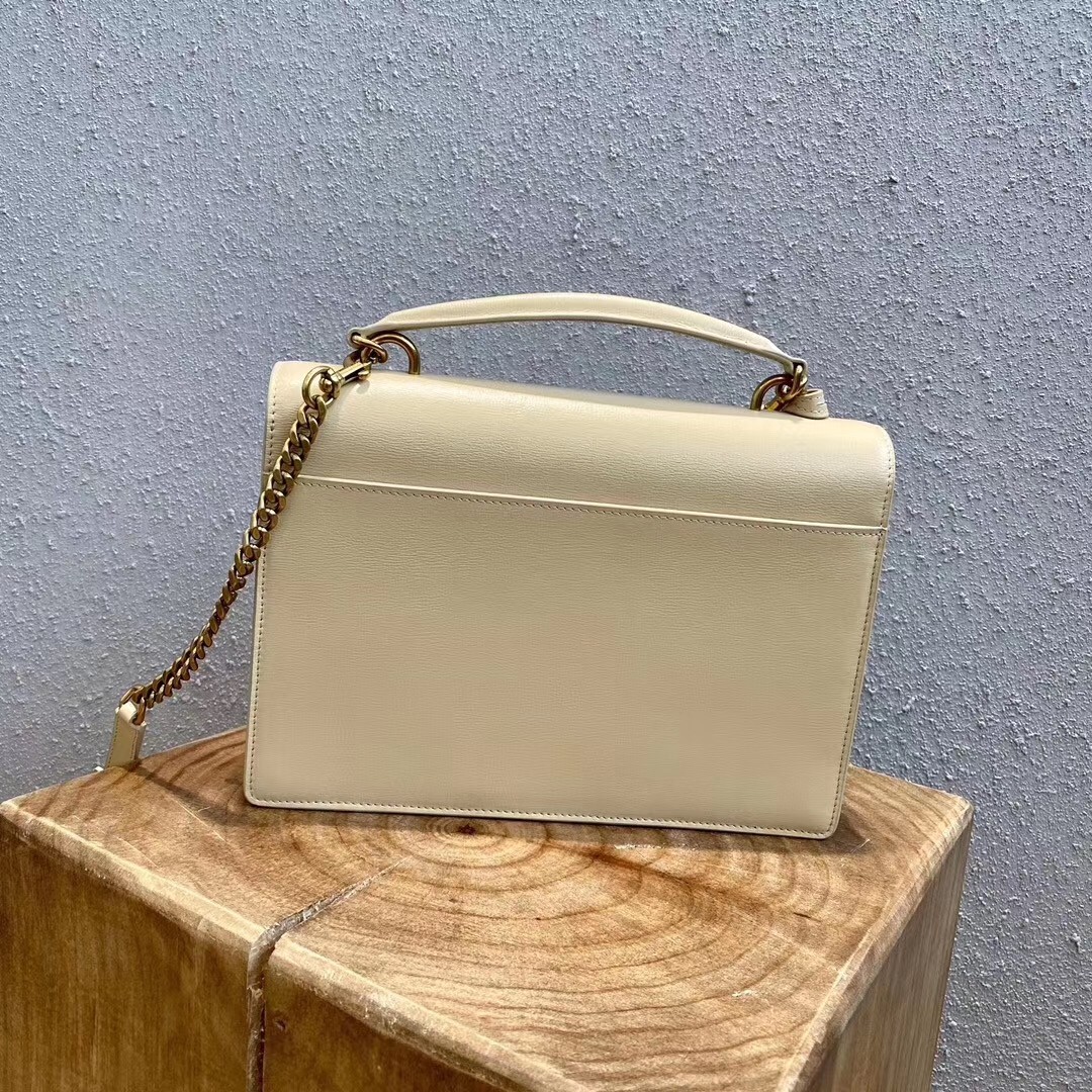 Sa**t Lau*nt new medium sunset bag in beige calfskin