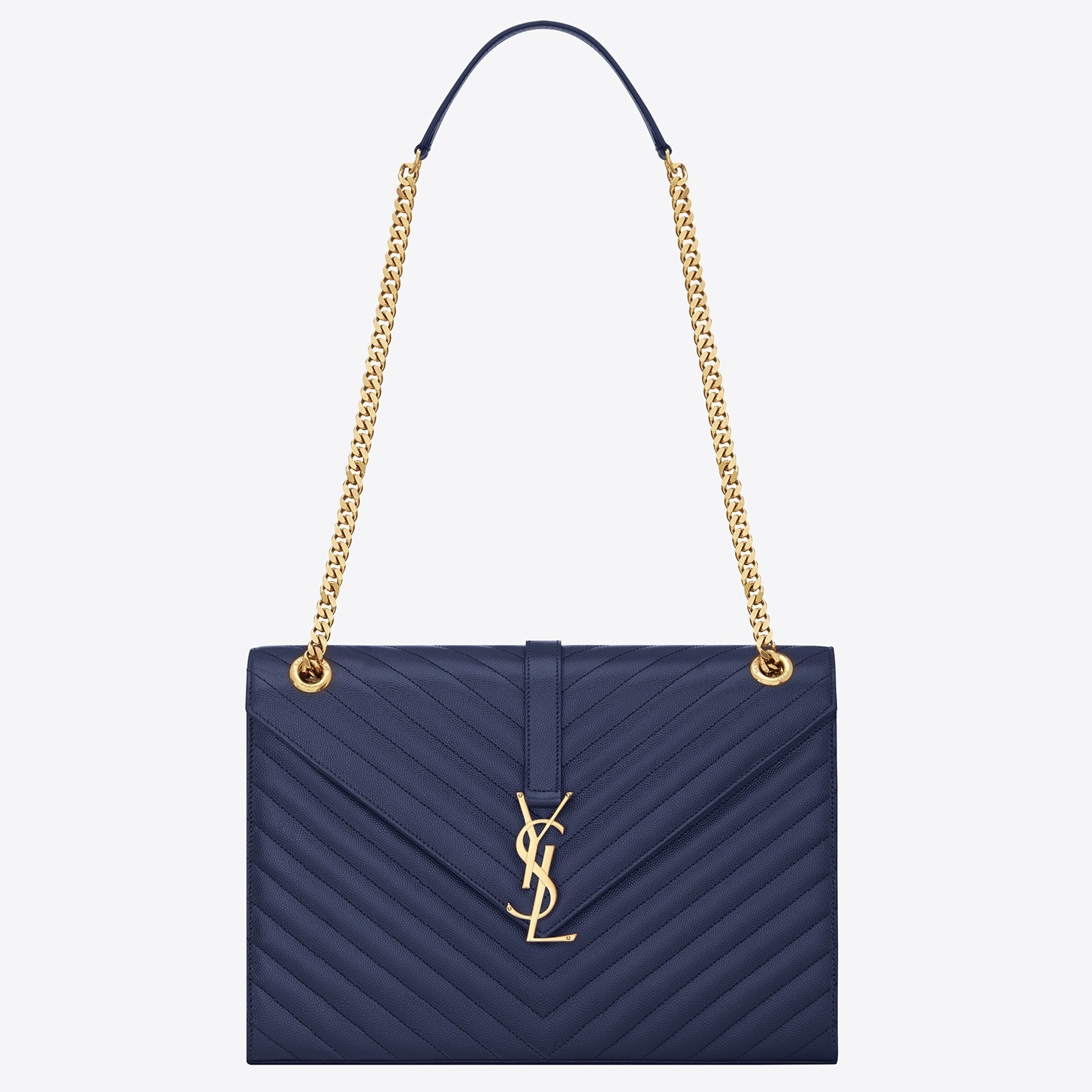 Sa**t Lau*nt envelope large bag in blue quilted leather