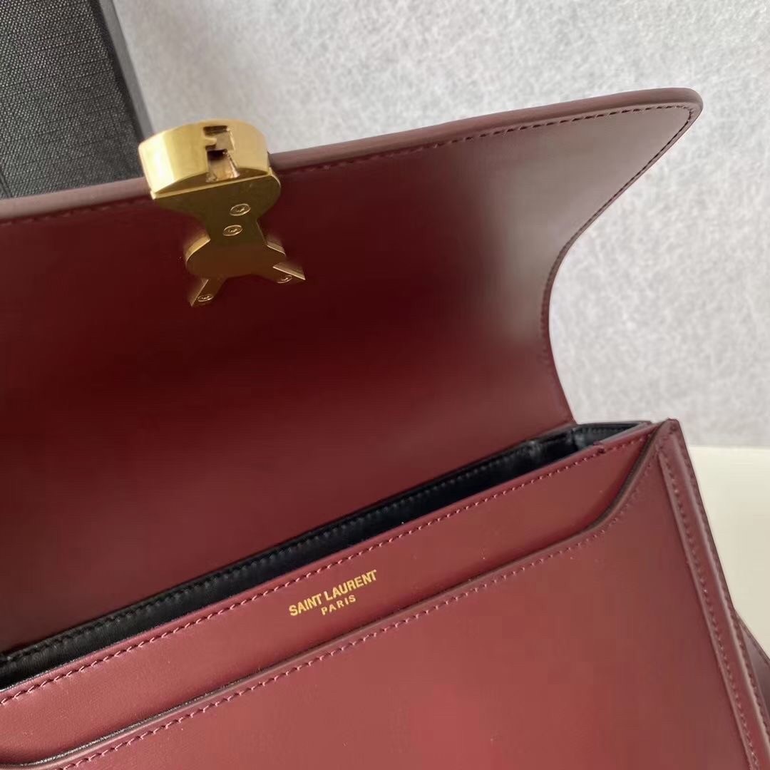 Sa**t Lau*nt solferino medium bag in bordeaux calfskin