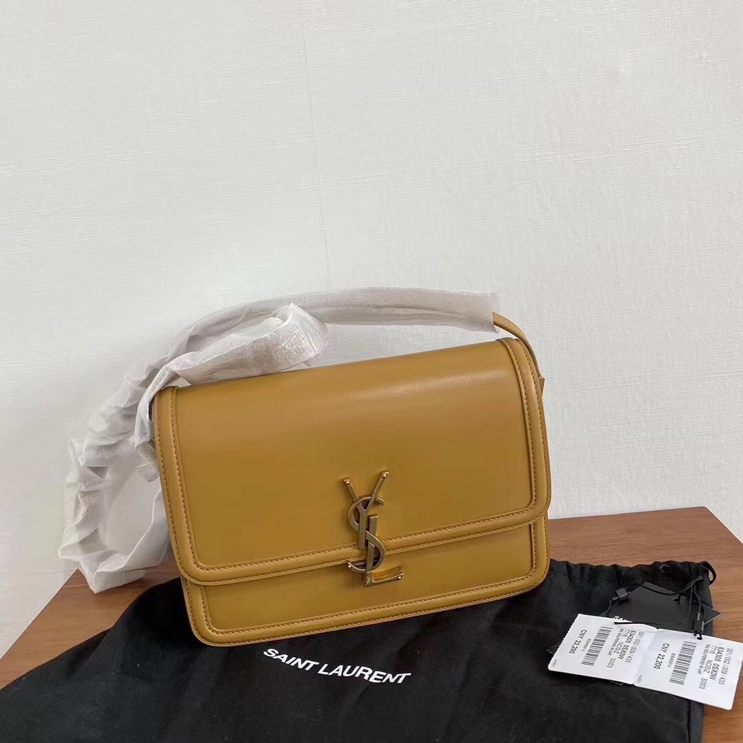 Sa**t Lau*nt solferino medium bag in brown box calfskin