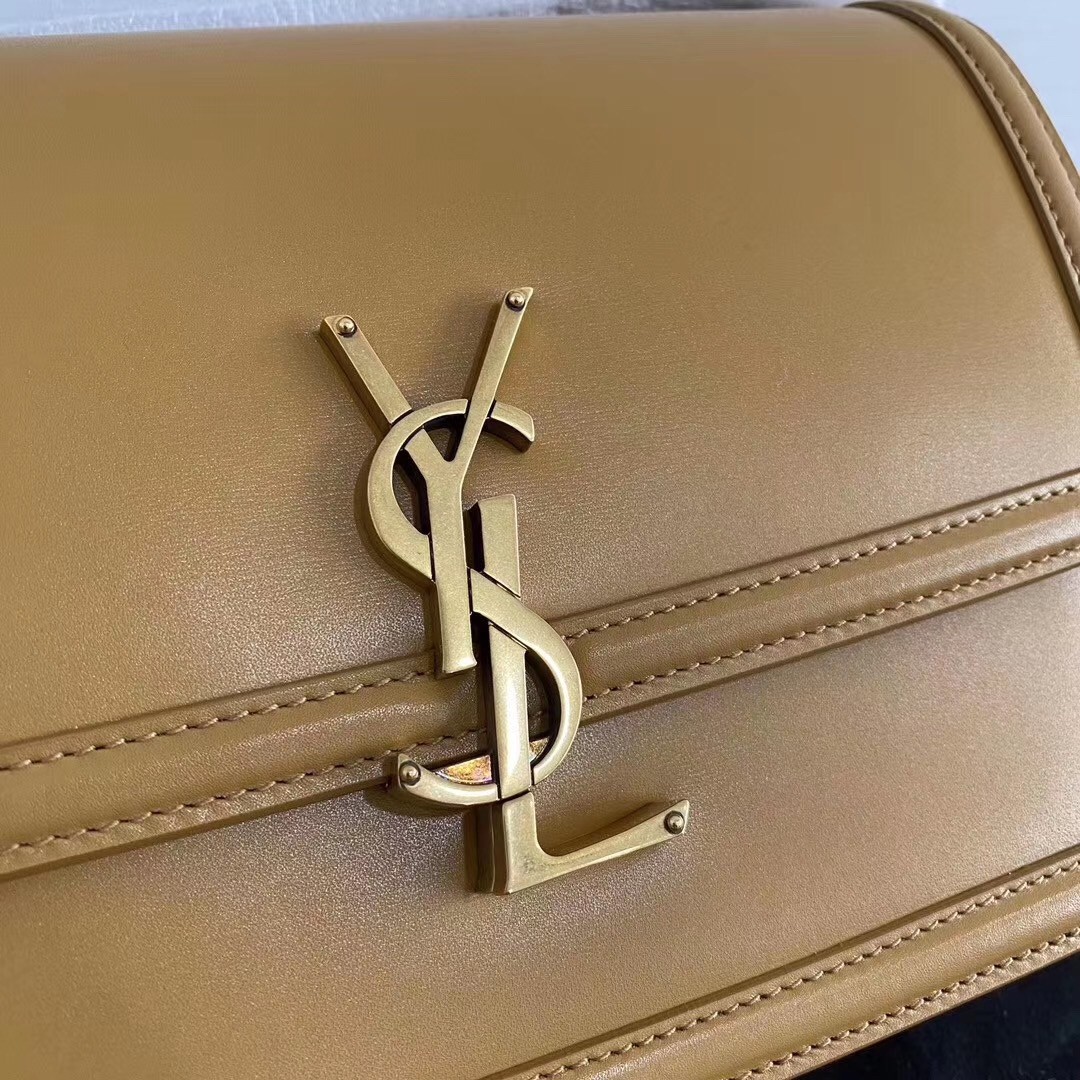 Sa**t Lau*nt solferino medium bag in brown box calfskin