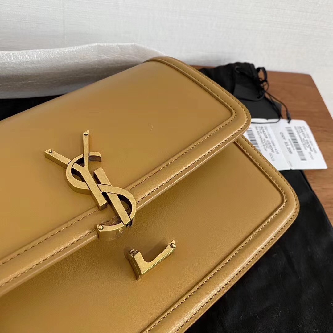 Sa**t Lau*nt solferino medium bag in brown box calfskin