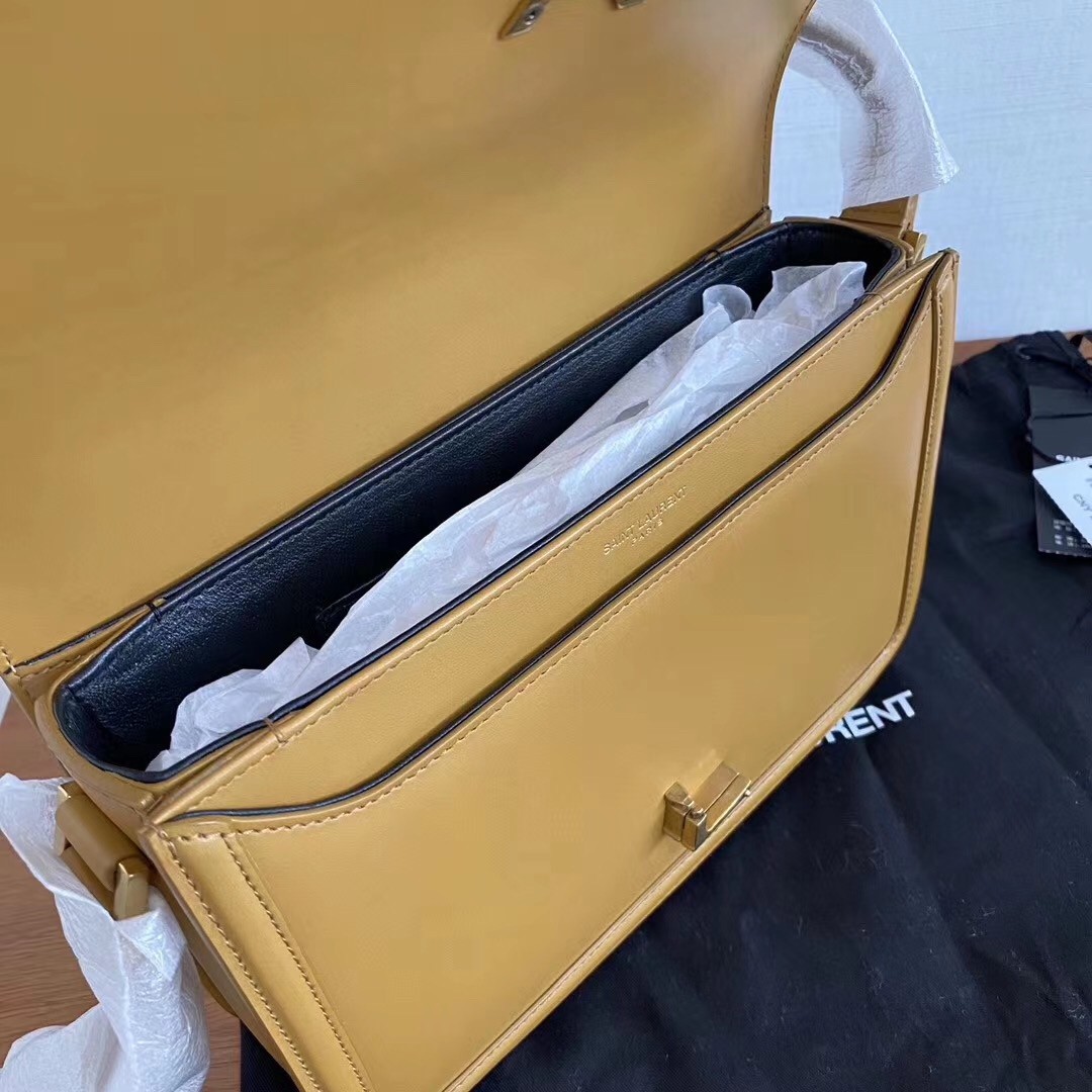 Sa**t Lau*nt solferino medium bag in brown box calfskin