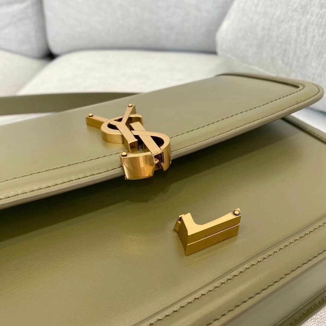 Sa**t Lau*nt solferino medium bag in khaki calfskin
