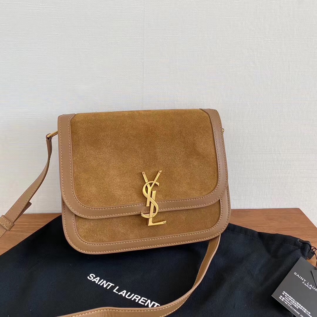 Sa**t Lau*nt solferino medium soft bag in brown suede