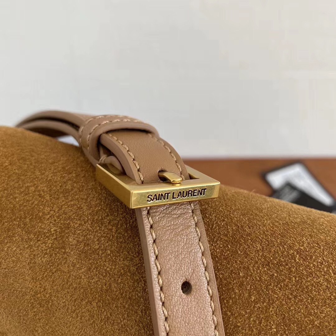 Sa**t Lau*nt solferino medium soft bag in brown suede