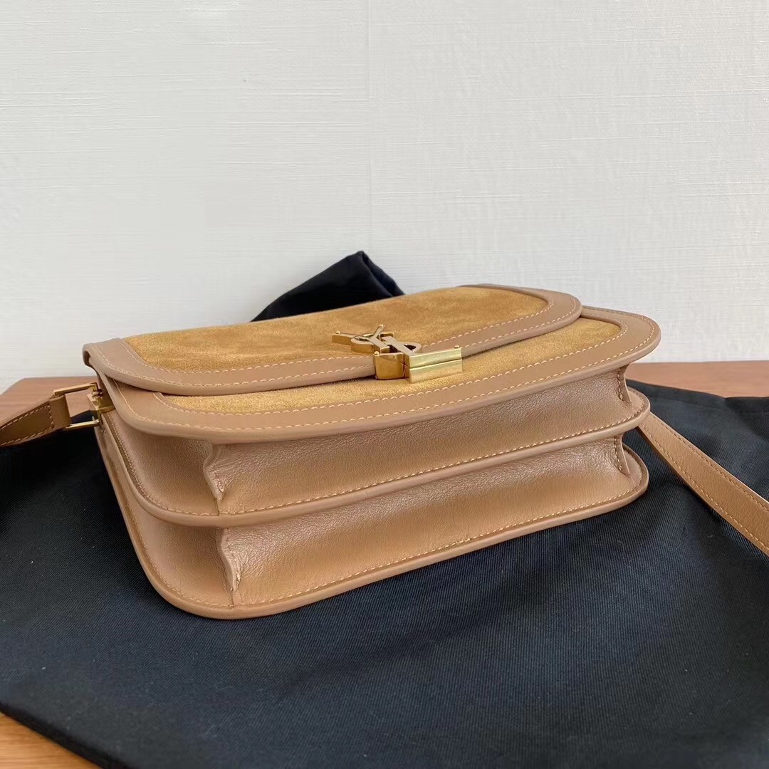 Sa**t Lau*nt solferino medium soft bag in brown suede