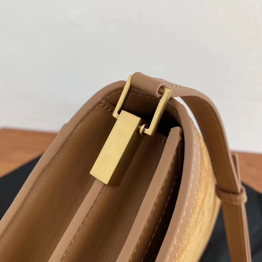 Sa**t Lau*nt solferino medium soft bag in brown suede