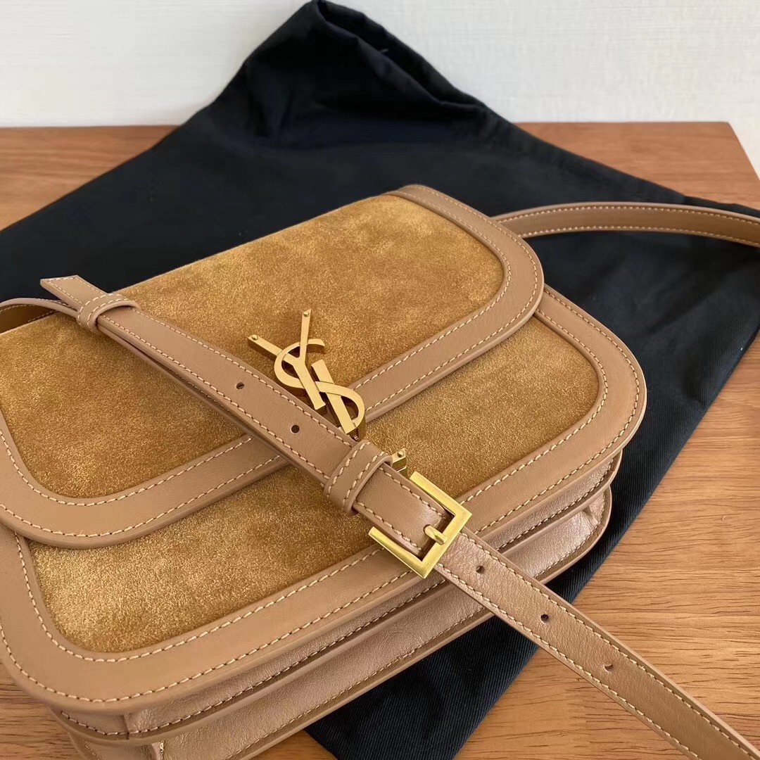 Sa**t Lau*nt solferino medium soft bag in brown suede