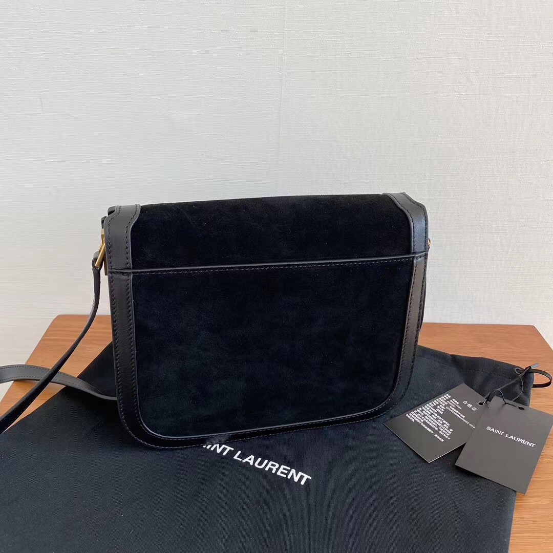 Sa**t Lau*nt solferino medium soft bag in black suede