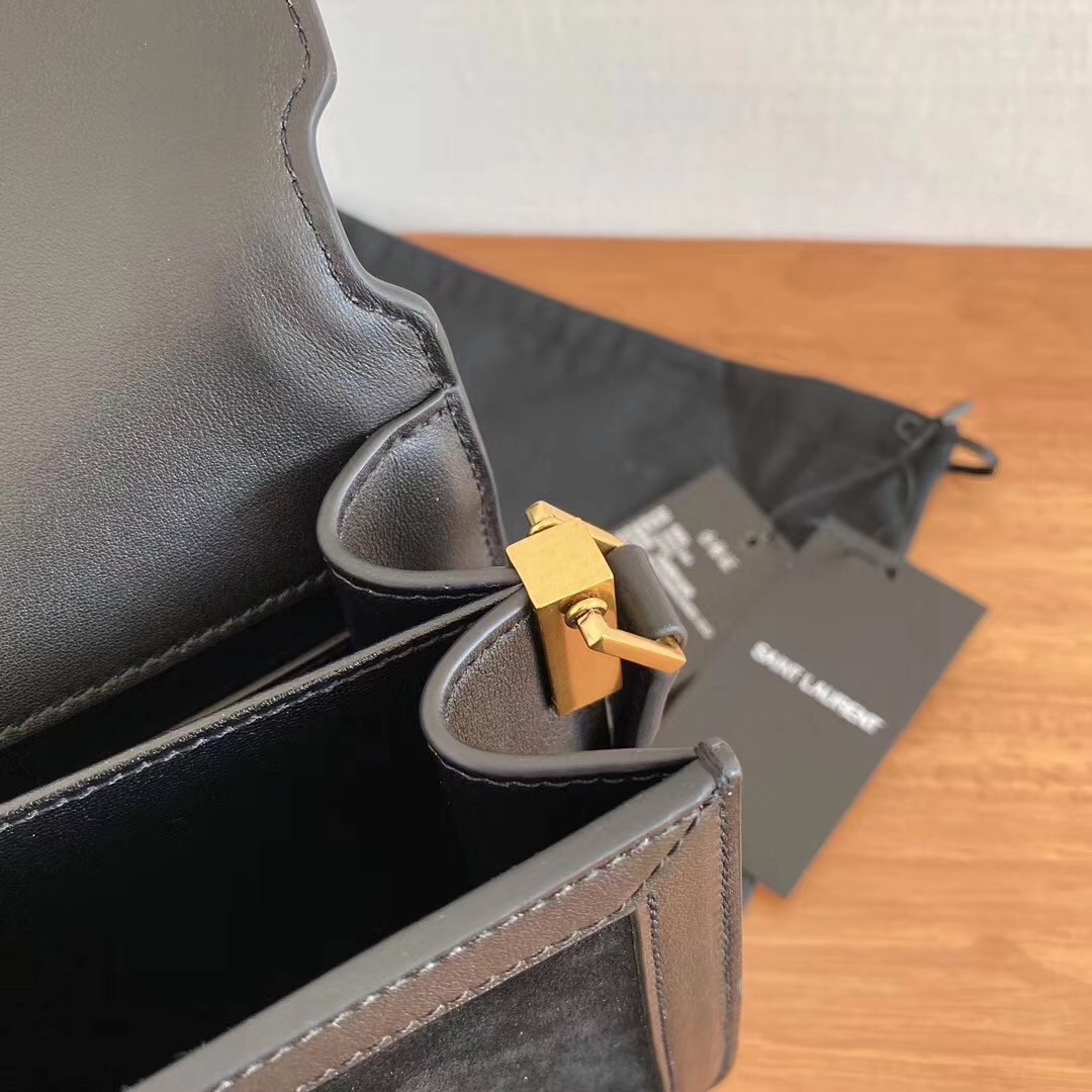 Sa**t Lau*nt solferino medium soft bag in black suede