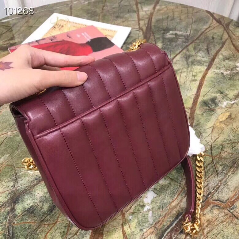 Sa**t Lau*nt medium vicky bag in bordeaux lambskin