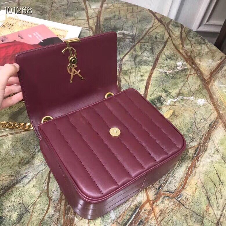 Sa**t Lau*nt medium vicky bag in bordeaux lambskin