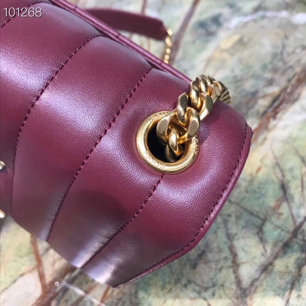 Sa**t Lau*nt medium vicky bag in bordeaux lambskin