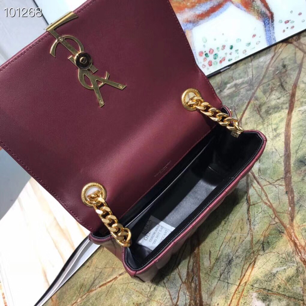 Sa**t Lau*nt medium vicky bag in bordeaux lambskin