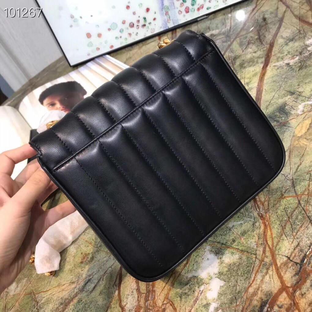 Sa**t Lau*nt medium vicky bag in black lambskin