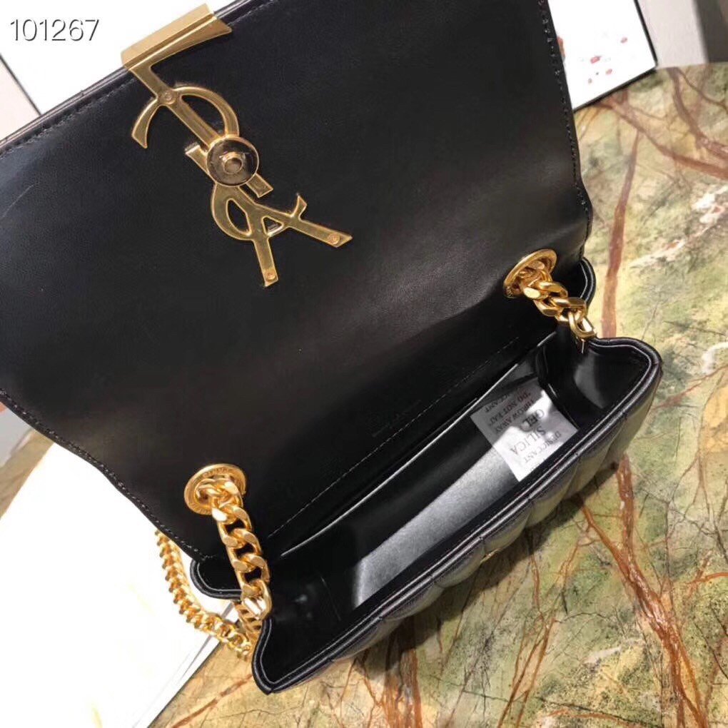 Sa**t Lau*nt medium vicky bag in black lambskin