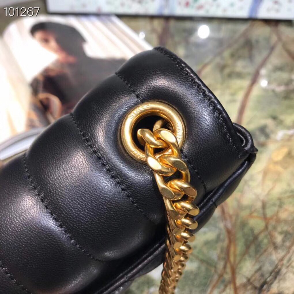 Sa**t Lau*nt medium vicky bag in black lambskin