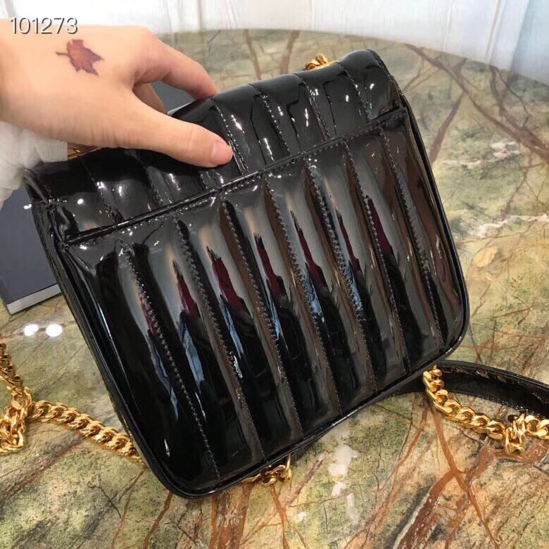 Sa**t Lau*nt medium vicky bag in black patent leather