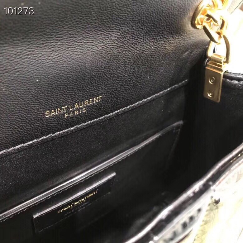Sa**t Lau*nt medium vicky bag in black patent leather