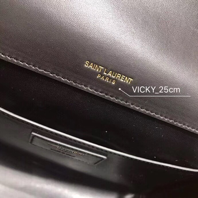Sa**t Lau*nt large vicky bag in black lambskin