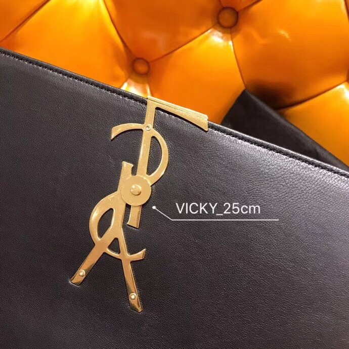 Sa**t Lau*nt large vicky bag in black lambskin