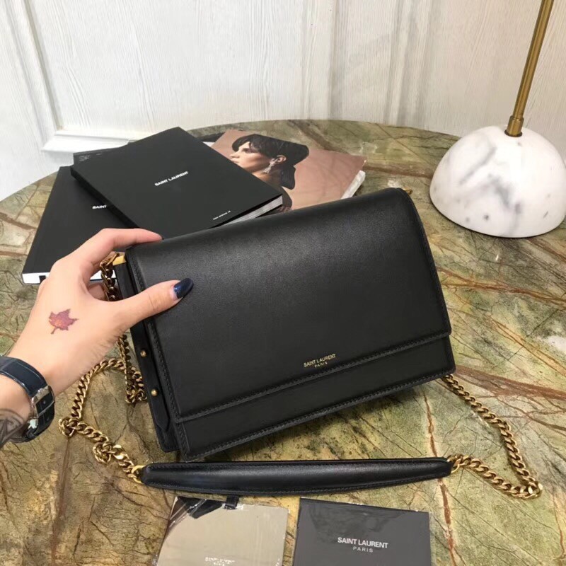 Sa**t Lau*nt zoe bag in black calfskin