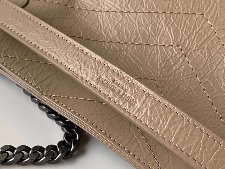 Sa**t Lau*nt medium niki shopping bag in sand leather