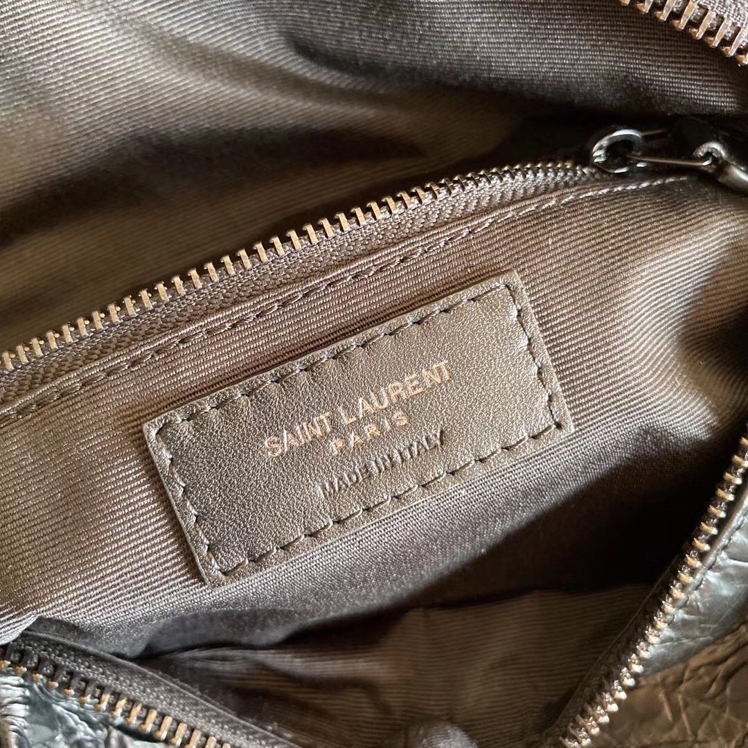 Sa**t Lau*nt niki body bag in black croco-embossed leather
