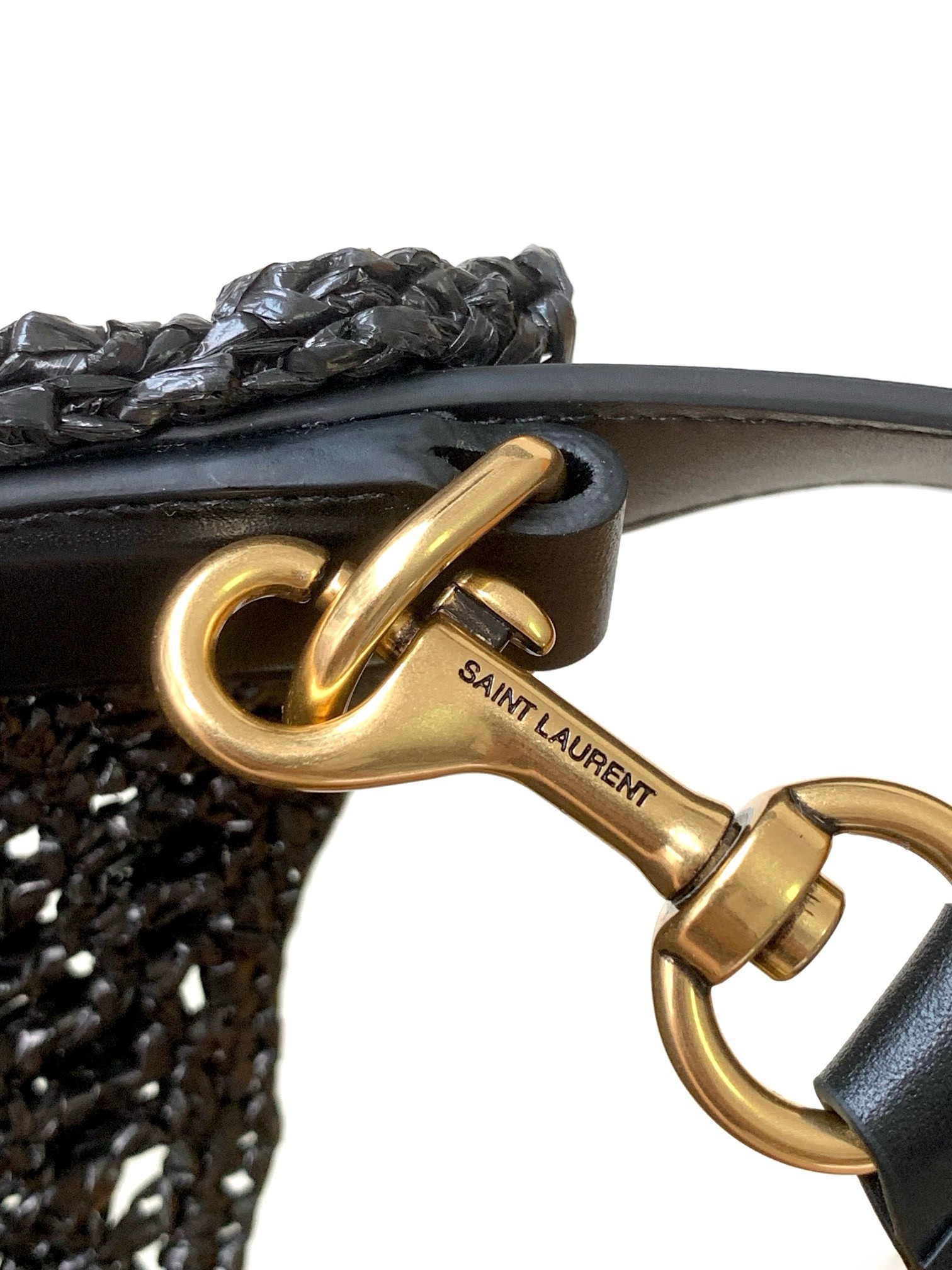 Sa**t Lau*nt oxalis shoulder bag in black raffia
