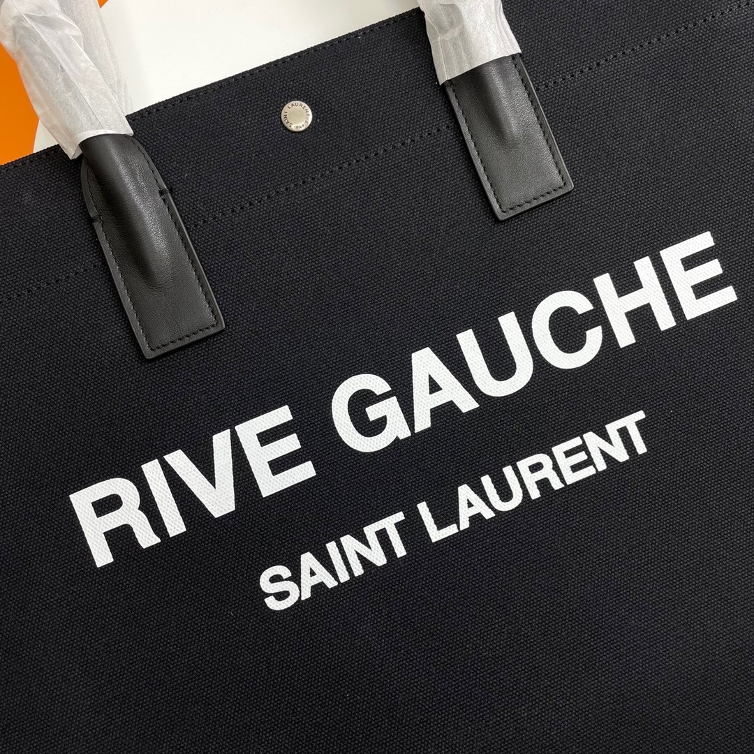 Sa**t Lau*nt rive gauche tote bag in black linen and leather