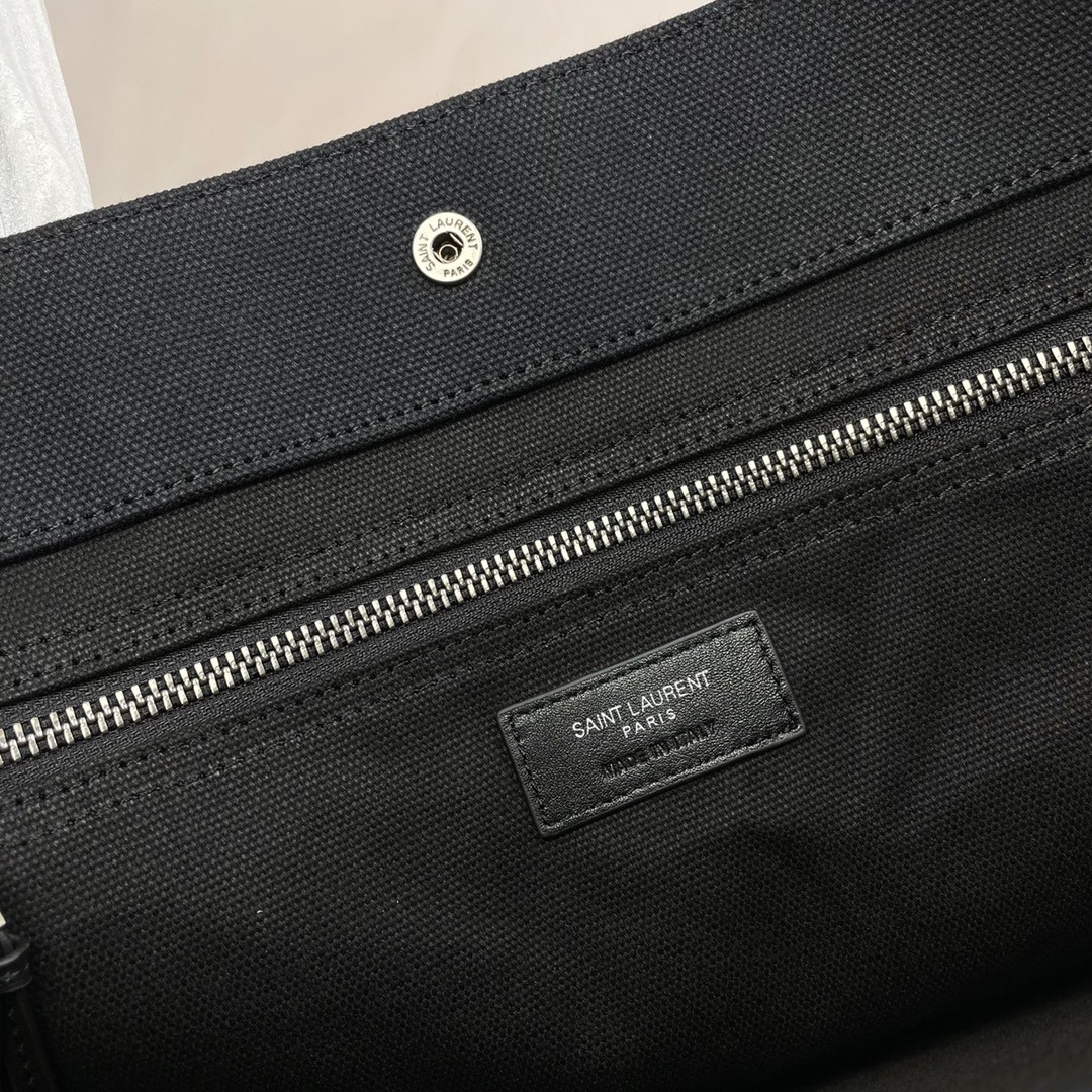 Sa**t Lau*nt rive gauche tote bag in black linen and leather
