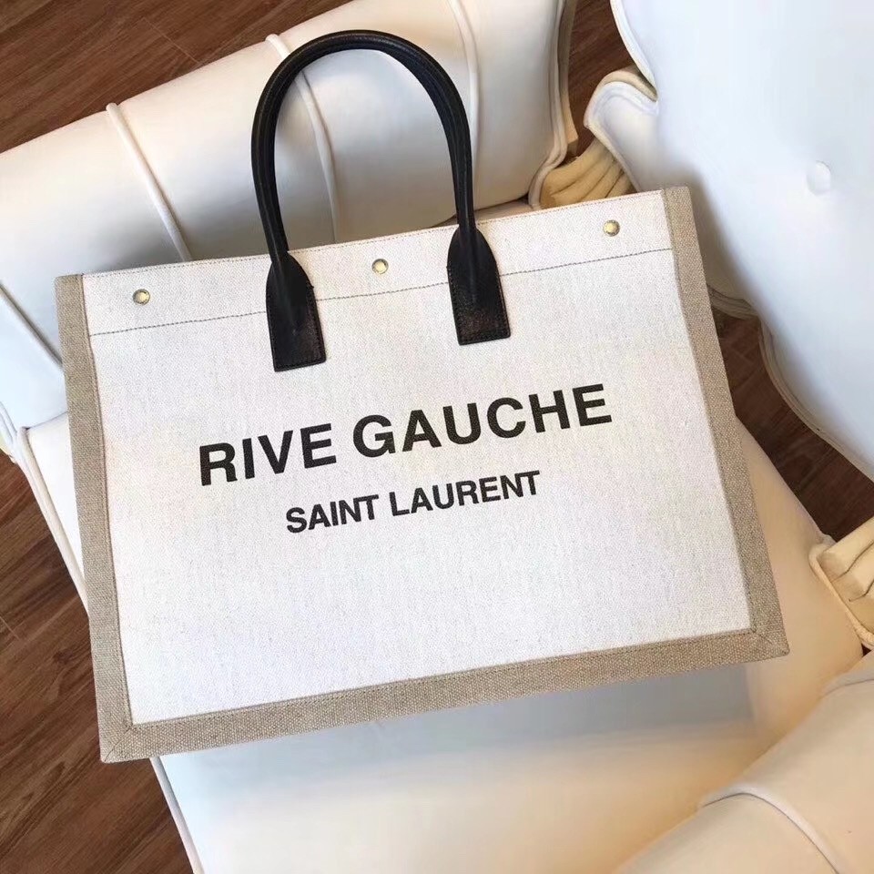 Sa**t Lau*nt rive gauche tote bag with black handle