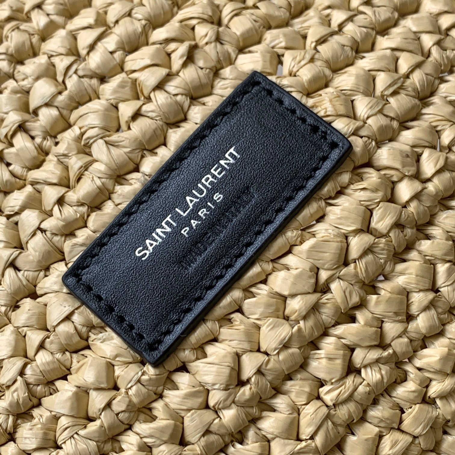 Sa**t Lau*nt rive gauche tote bag in beige raffia and leather