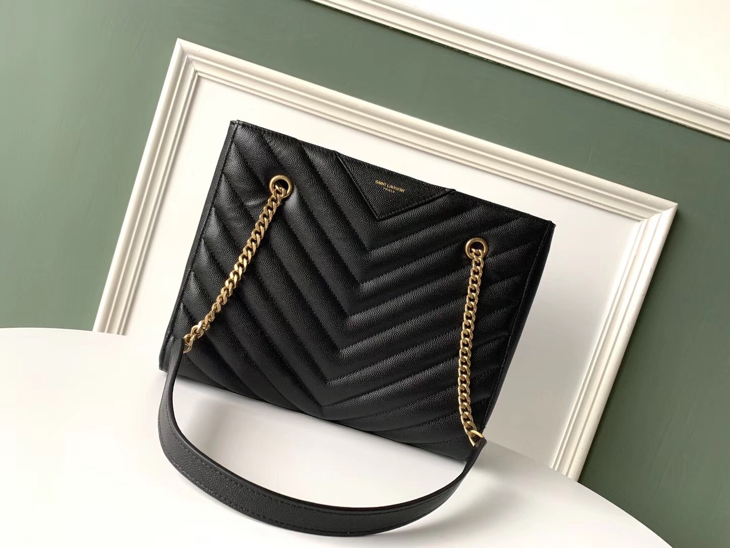 Sa**t Lau*nt small tribeca shopping bag in black leather
