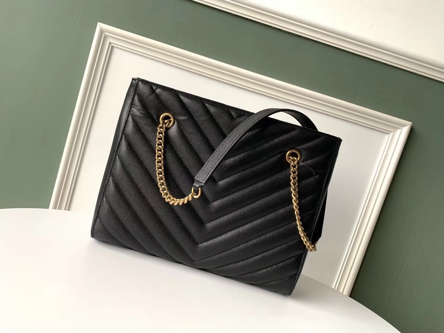 Sa**t Lau*nt small tribeca shopping bag in black leather