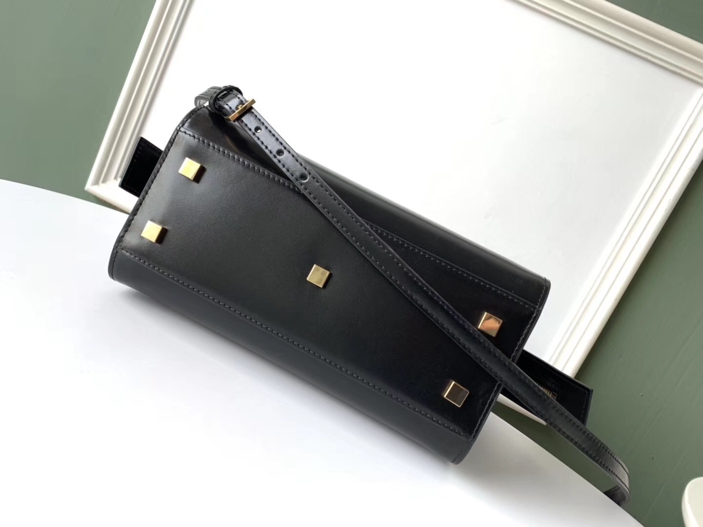 Sa**t Lau*nt small uptown tote in black calfskin