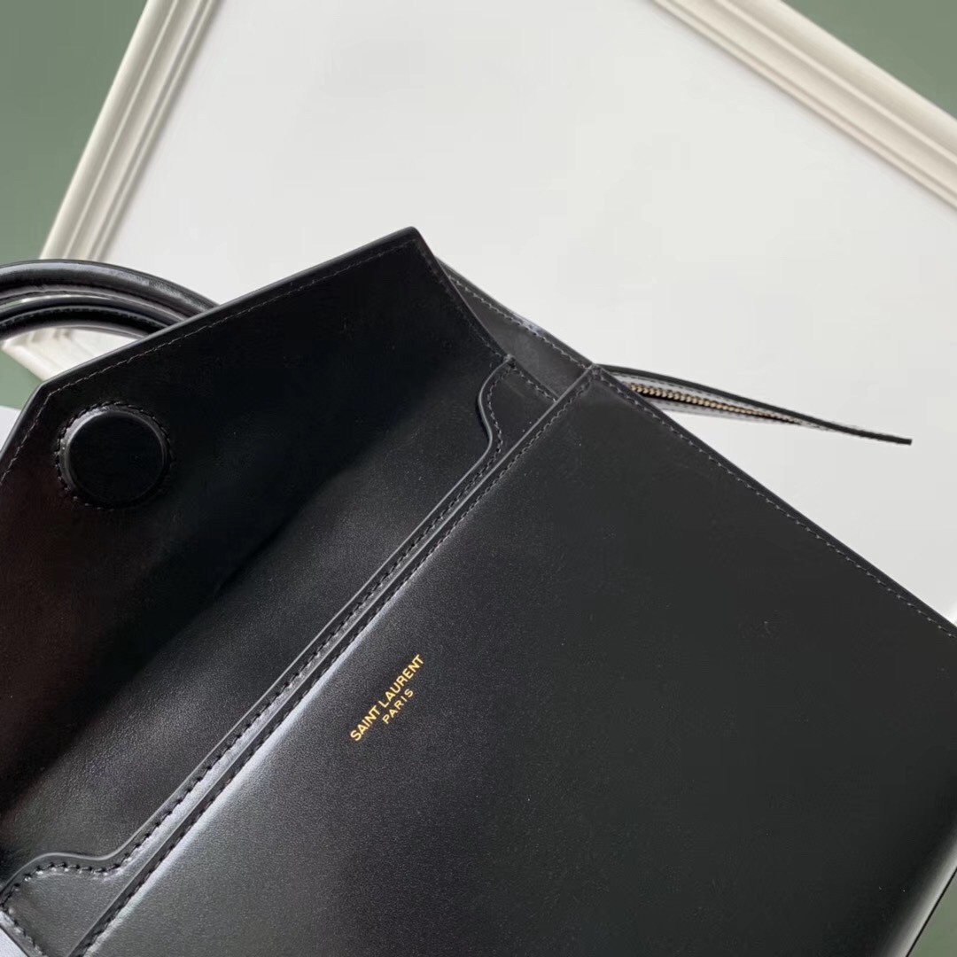 Sa**t Lau*nt small uptown tote in black calfskin