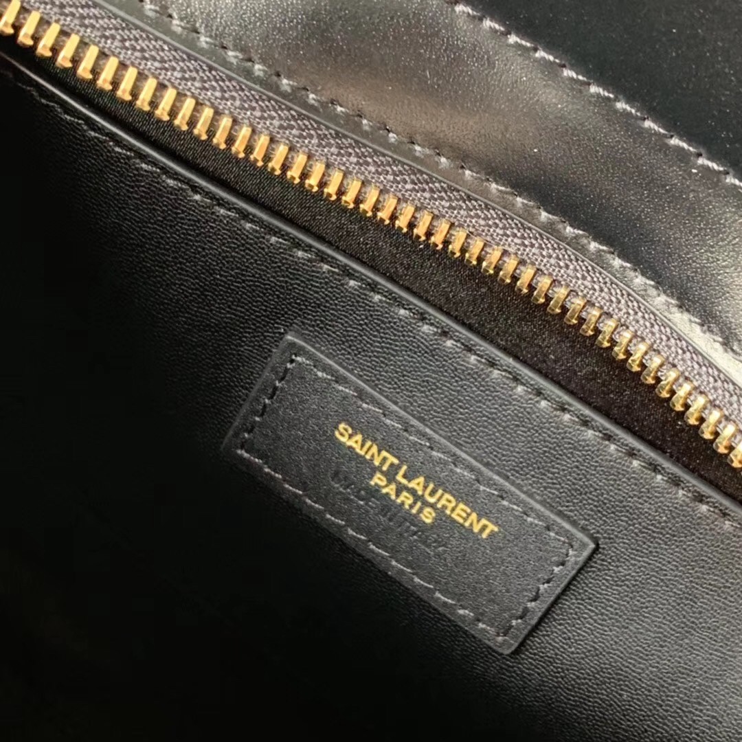Sa**t Lau*nt small uptown tote in black calfskin