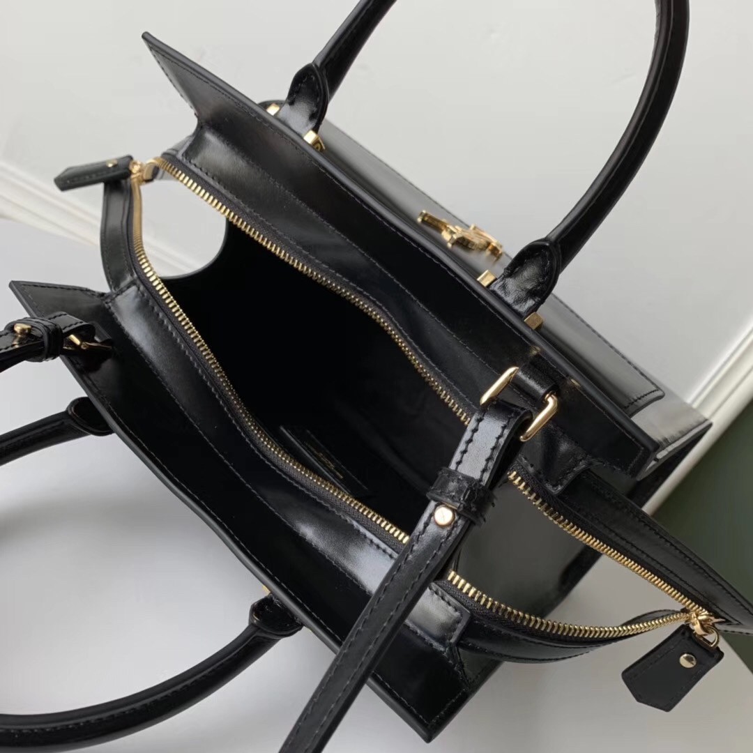 Sa**t Lau*nt small uptown tote in black calfskin