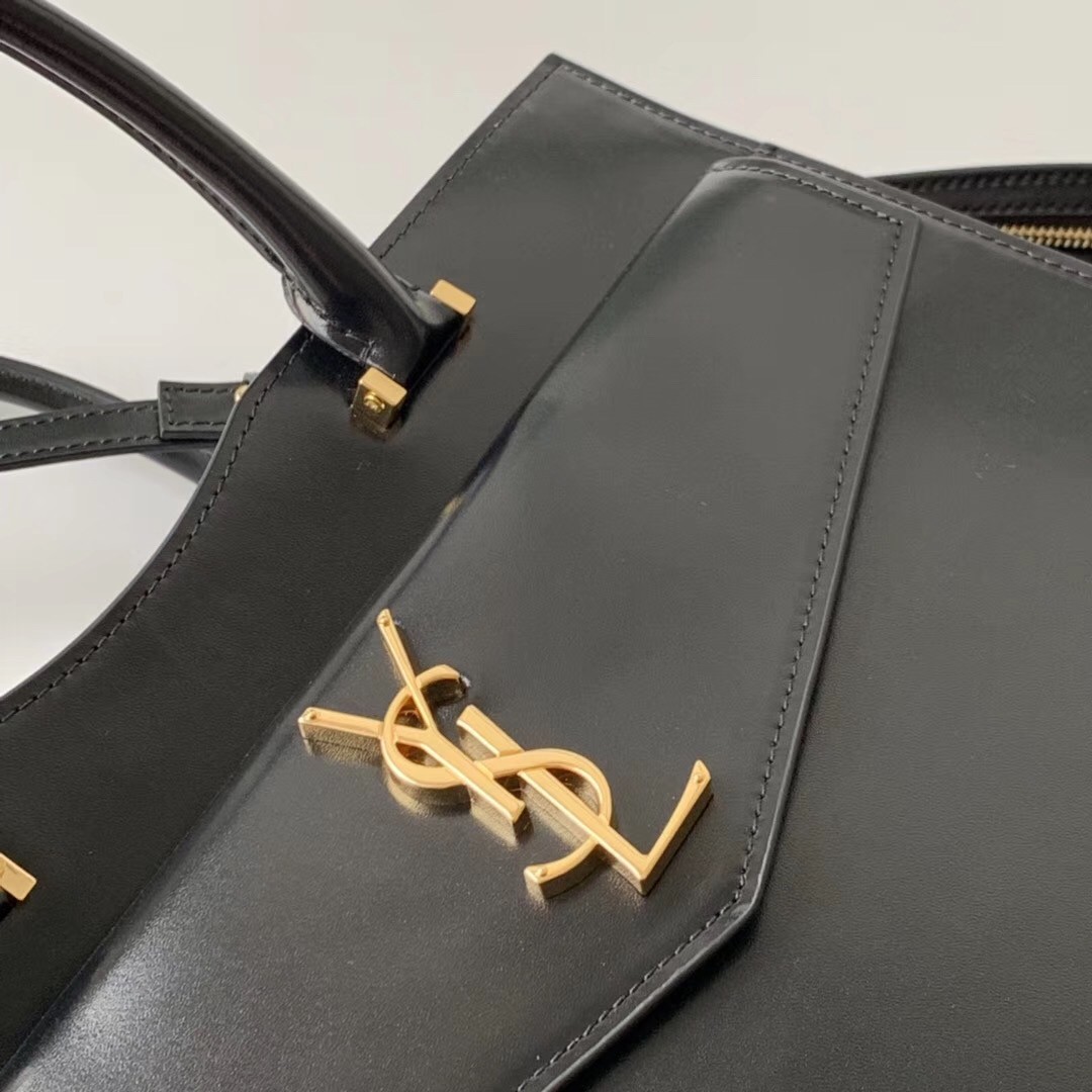Sa**t Lau*nt uptown medium tote in black calfskin