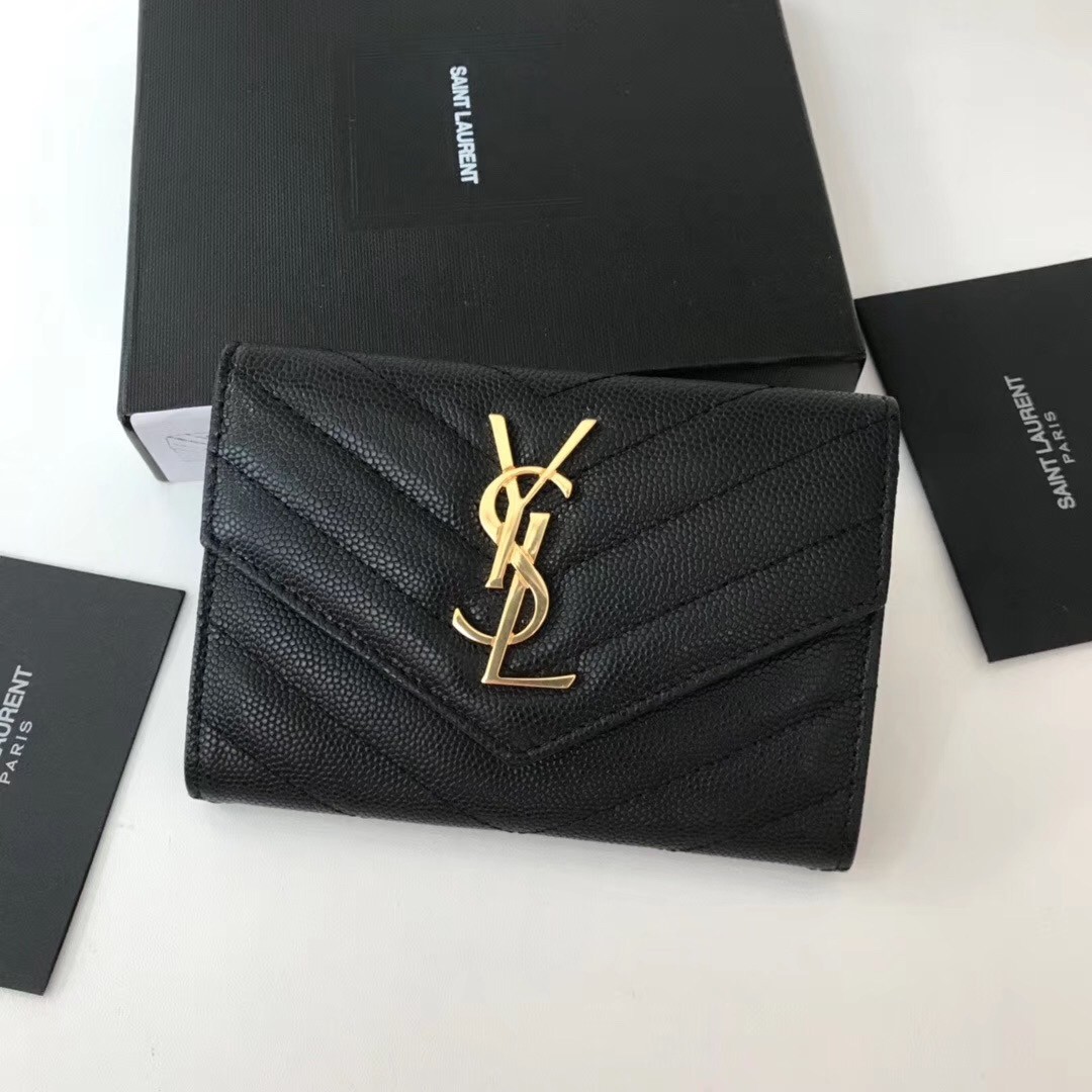 Sa**t Lau*nt small envelope wallet in black leather