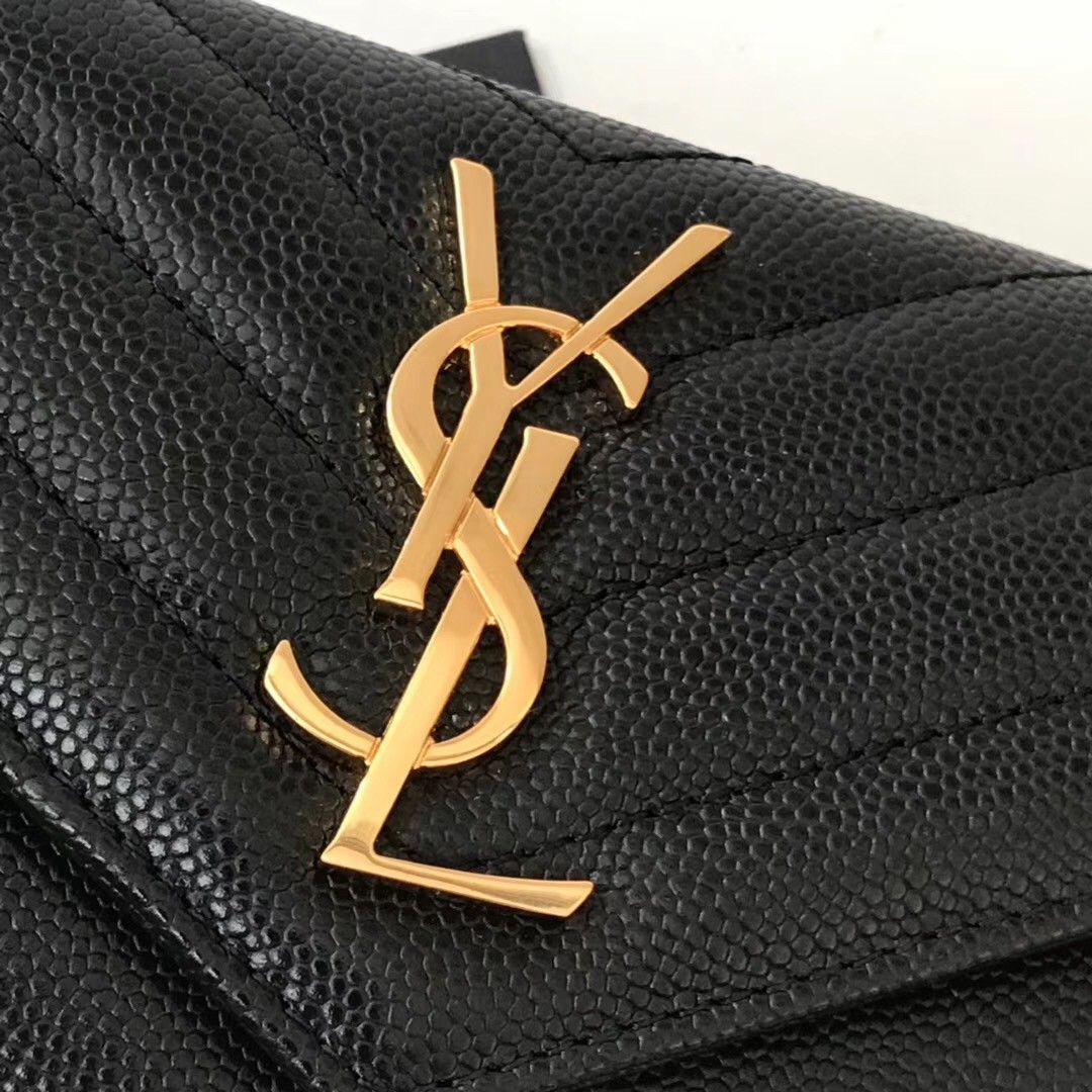 Sa**t Lau*nt small envelope wallet in black leather