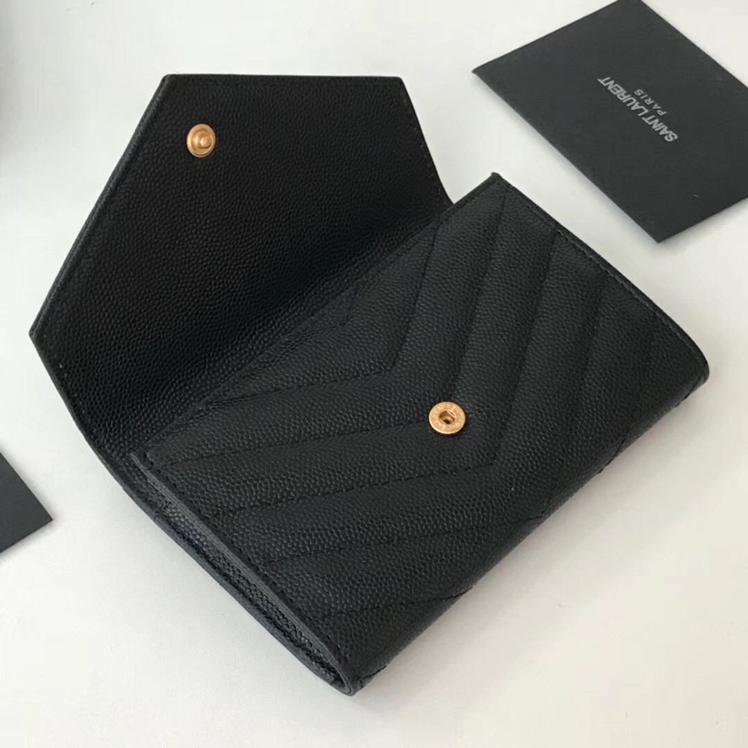 Sa**t Lau*nt small envelope wallet in black leather