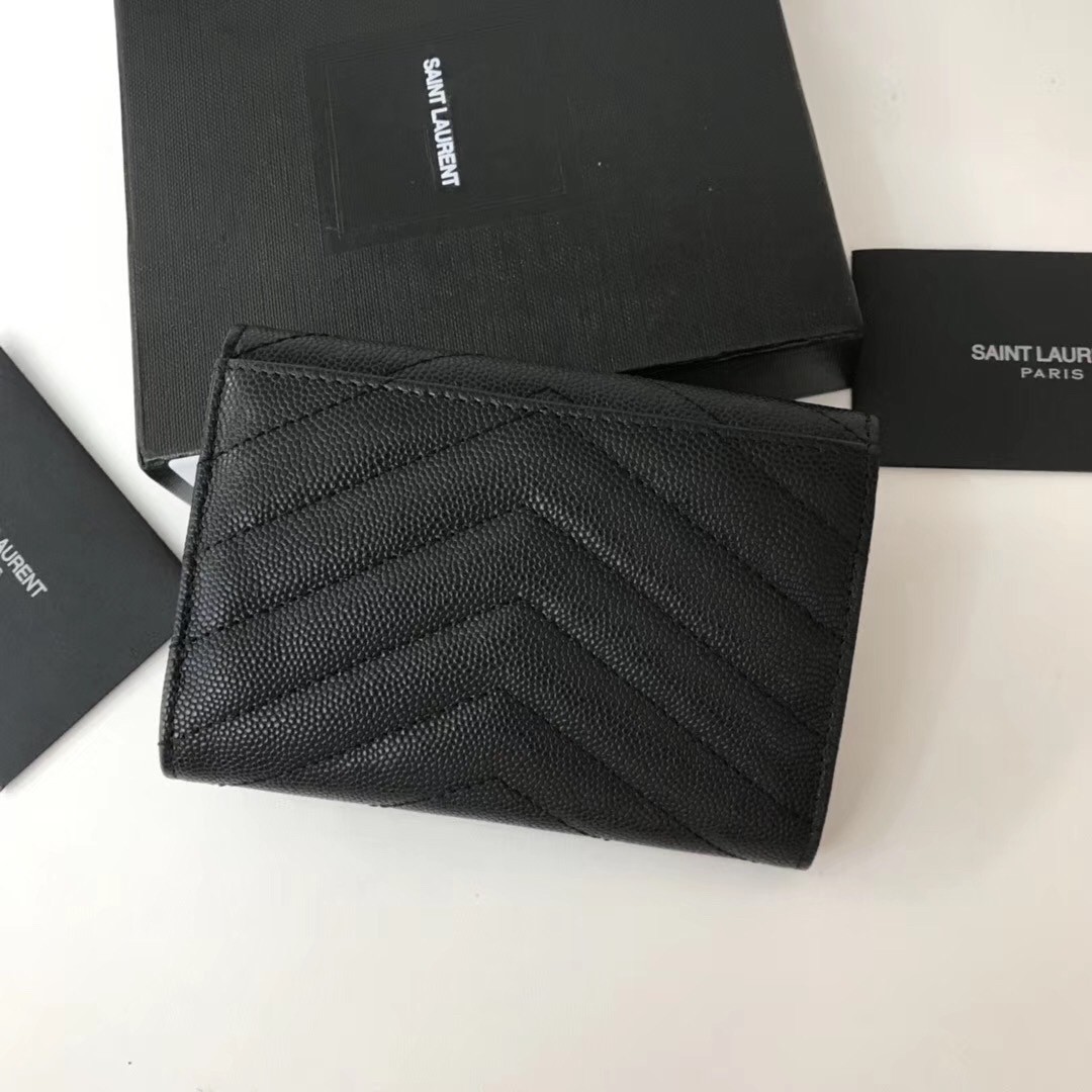Sa**t Lau*nt small envelope wallet in noir leather