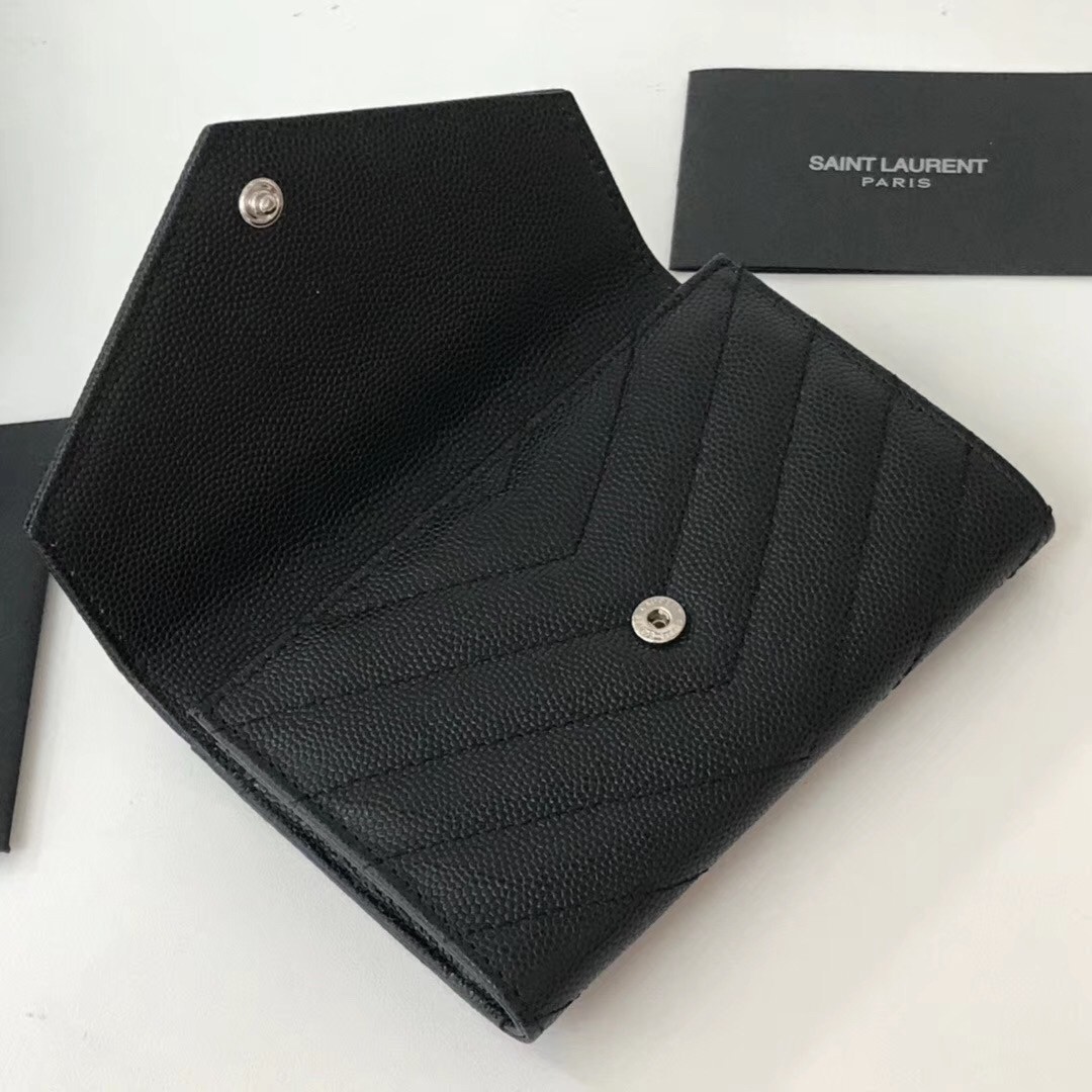 Sa**t Lau*nt small envelope wallet in noir leather