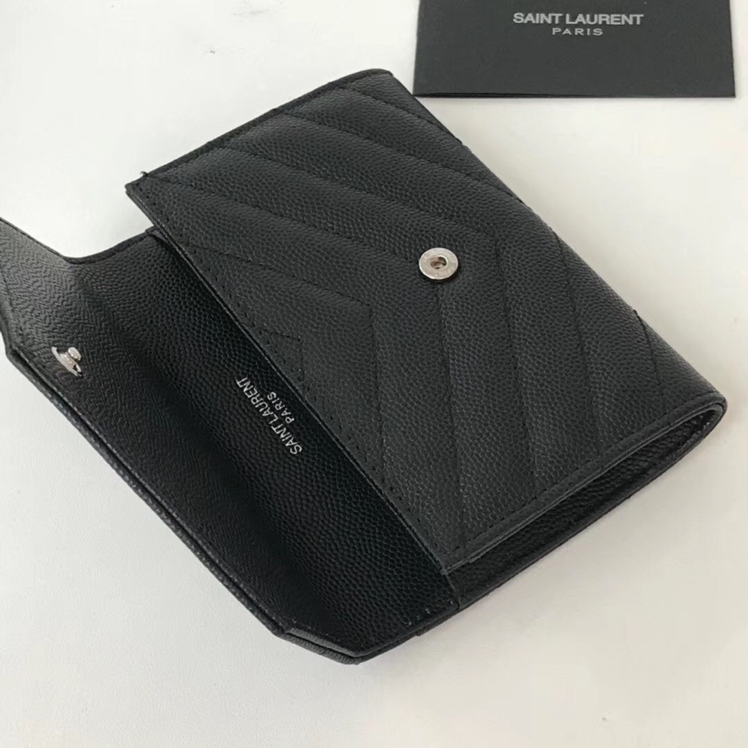 Sa**t Lau*nt small envelope wallet in noir leather