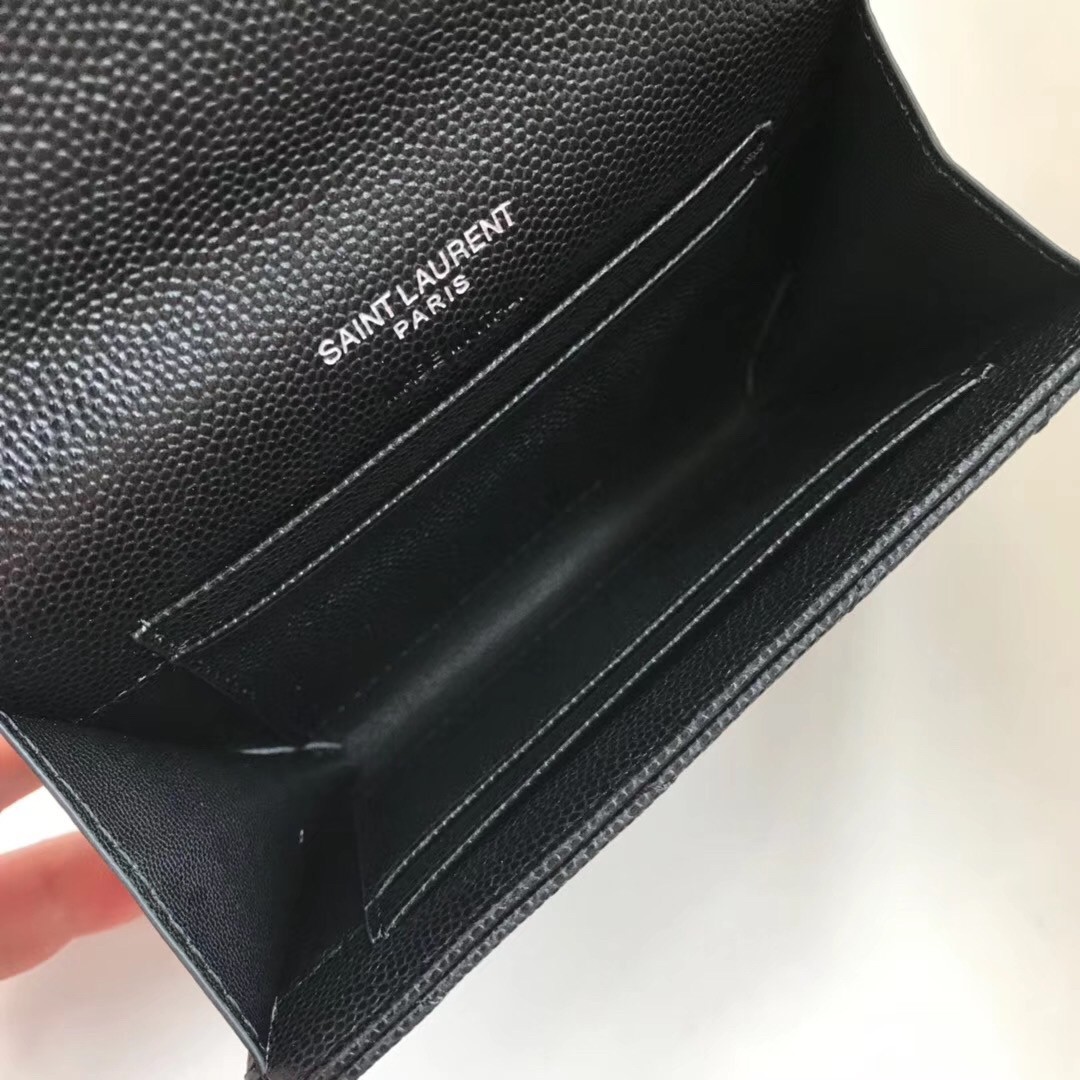 Sa**t Lau*nt small envelope wallet in noir leather