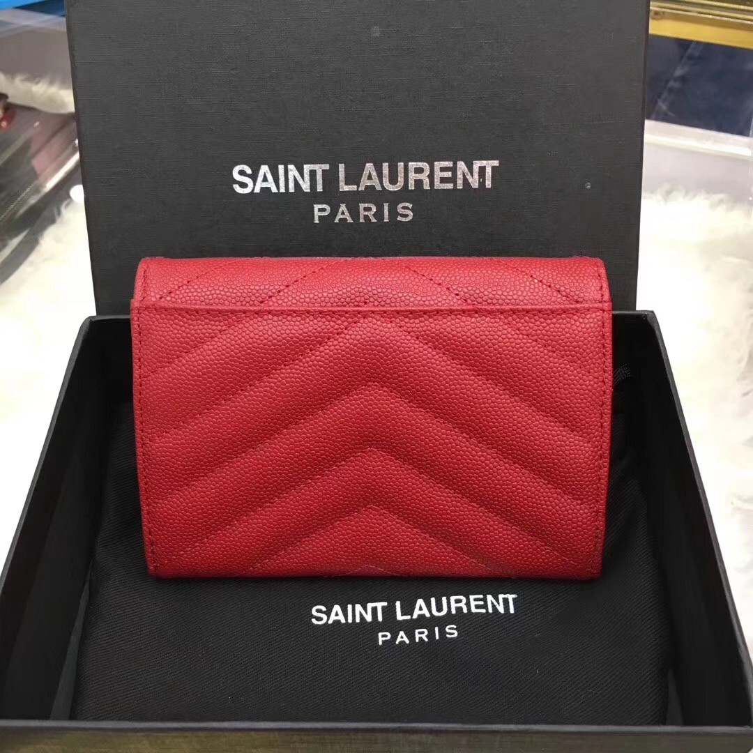 Sa**t Lau*nt small envelope wallet in red leather